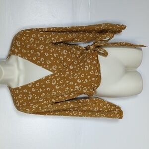 Marine Layer Wrap Top with Abstract Animal Print